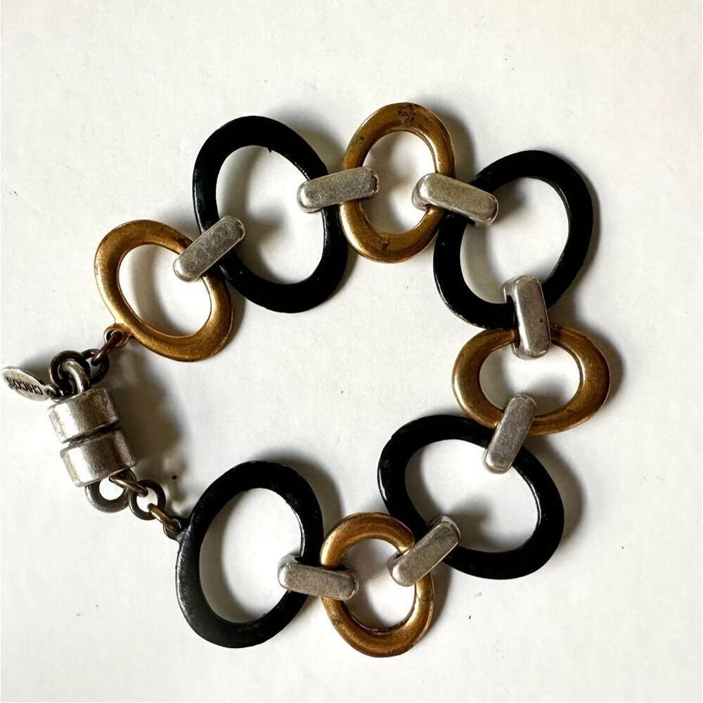 Chico's black and gold tone link bracelet
